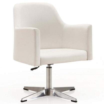 Manhattan Comfort Pelo Polished Chrome Faux Leather Adjustable Height Rotating Accent Chair - White|Chaise d'appoint pivotante Pelo de Manhattan Comfort à hauteur réglable en chrome poli et en similicuir - blanche