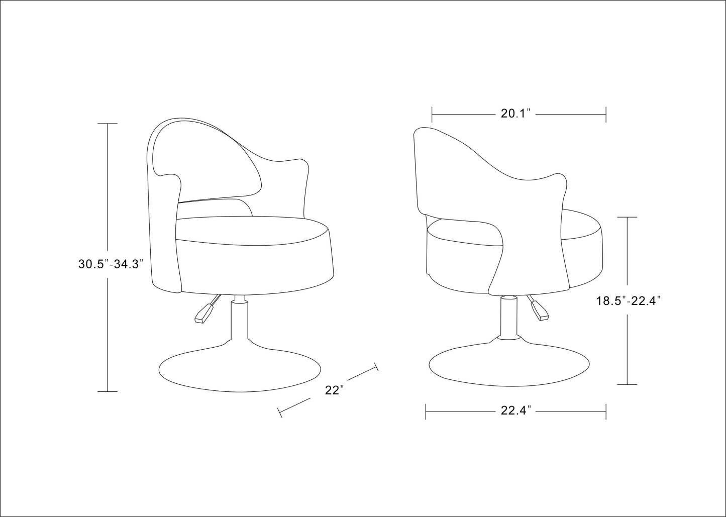 Manhattan Comfort Bopper Polished Chrome Faux Leather Adjustable Height Rotating Accent Chair - White|Fauteuil d'appoint pivotant Bopper de Manhattan Comfort à hauteur réglable en chrome poli et en similicuir - blanc