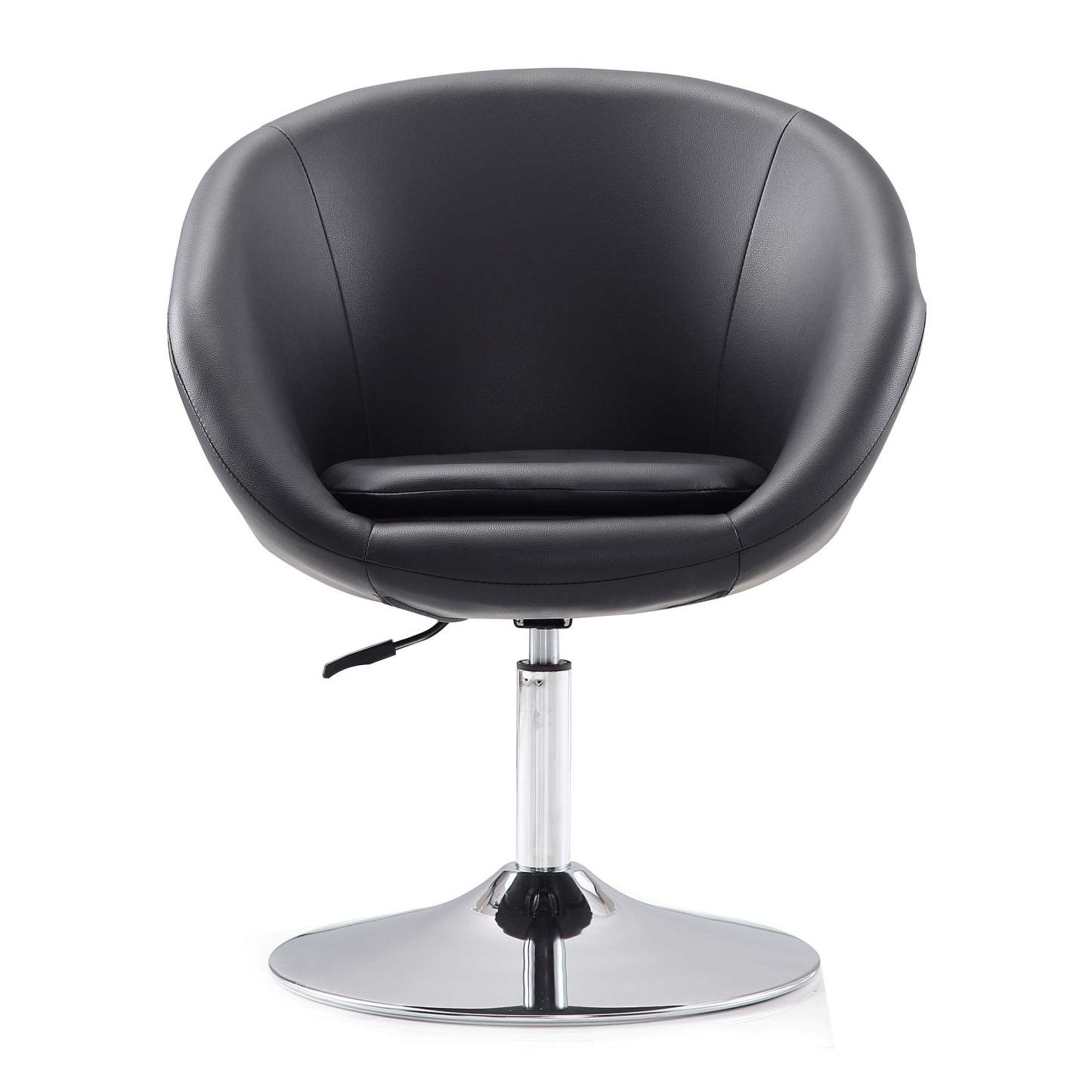 Manhattan Comfort Hopper Polished Chrome Faux Leather Adjustable Height Accent Chair - Black|Chaise d'appoint Hopper de Manhattan Comfort à hauteur réglable en chrome poli et en similicuir - noire