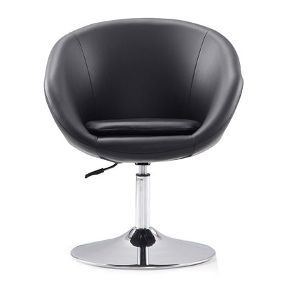 Manhattan Comfort Hopper Polished Chrome Faux Leather Adjustable Height Accent Chair - Black|Chaise d'appoint Hopper de Manhattan Comfort à hauteur réglable en chrome poli et en similicuir - noire