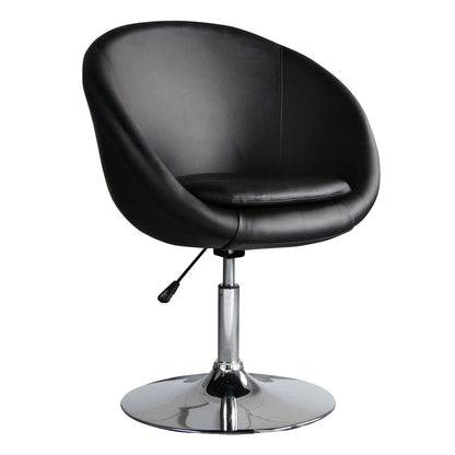 Manhattan Comfort Hopper Polished Chrome Faux Leather Adjustable Height Accent Chair - Black|Chaise d'appoint Hopper de Manhattan Comfort à hauteur réglable en chrome poli et en similicuir - noire