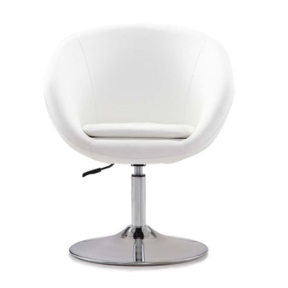 Manhattan Comfort Hopper Polished Chrome Faux Leather Adjustable Height Accent Chair - White|Chaise d'appoint Hopper de Manhattan Comfort à hauteur réglable en chrome poli et en similicuir - blanche