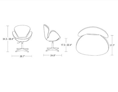 Manhattan Comfort Raspberry Polished Chrome Wool Blend Adjustable Pivotant Chair - Green|Chaise pivotante réglable Raspberry de Manhattan Comfort en chrome poli et en mélange de laine - vert