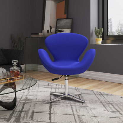 Manhattan Comfort Raspberry Polished Chrome Wool Blend Adjustable Pivotant Chair - Blue|Chaise pivotante réglable Raspberry de Manhattan Comfort en chrome poli et en mélange de laine - bleue