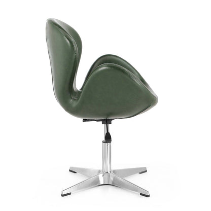 Manhattan Comfort Raspberry Polished Chrome Faux Leather Adjustable Pivotant Chair - Forest Green|Chaise pivotante réglable Raspberry de Manhattan Comfort en chrome poli et en similicuir - vert forêt