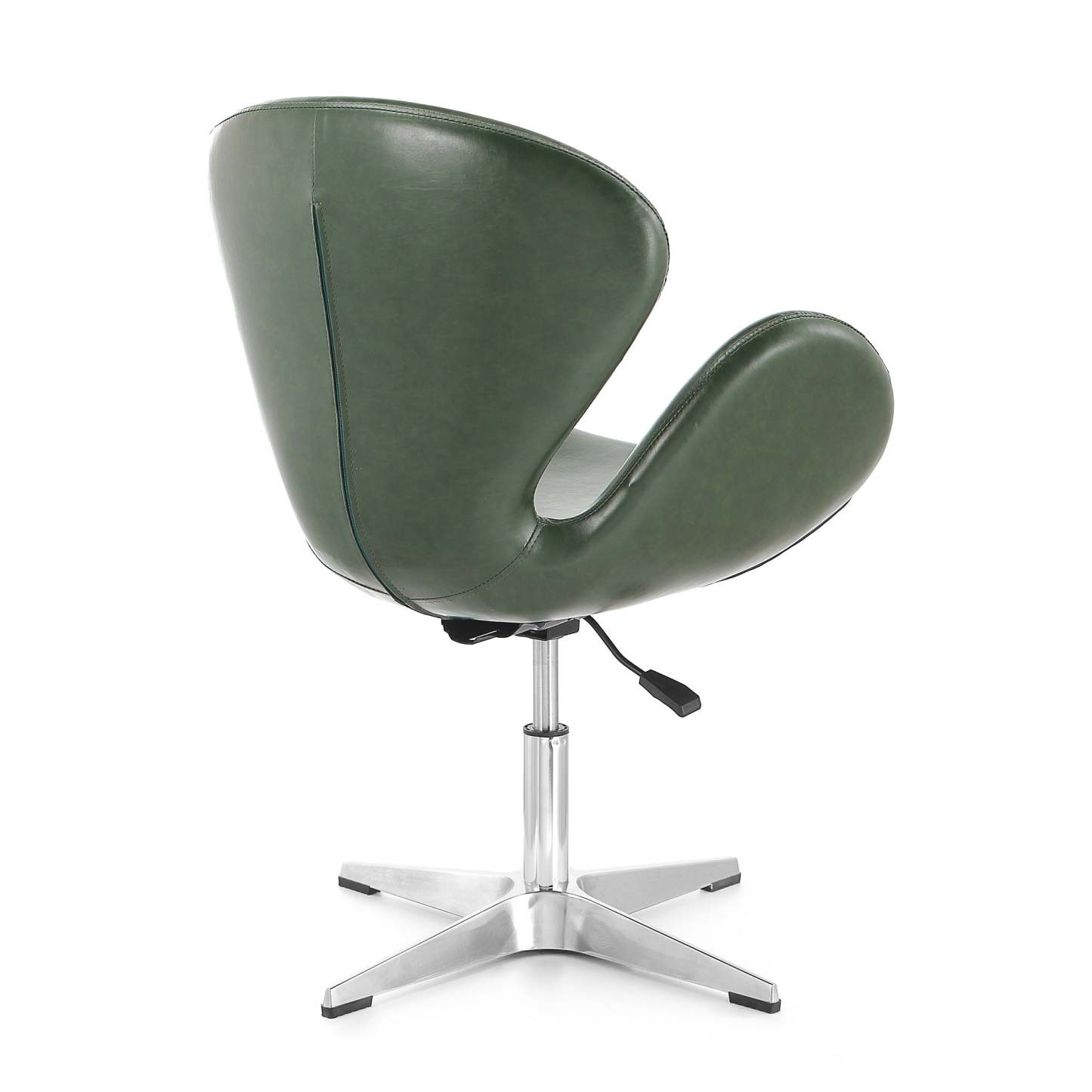 Manhattan Comfort Raspberry Polished Chrome Faux Leather Adjustable Pivotant Chair - Forest Green|Chaise pivotante réglable Raspberry de Manhattan Comfort en chrome poli et en similicuir - vert forêt