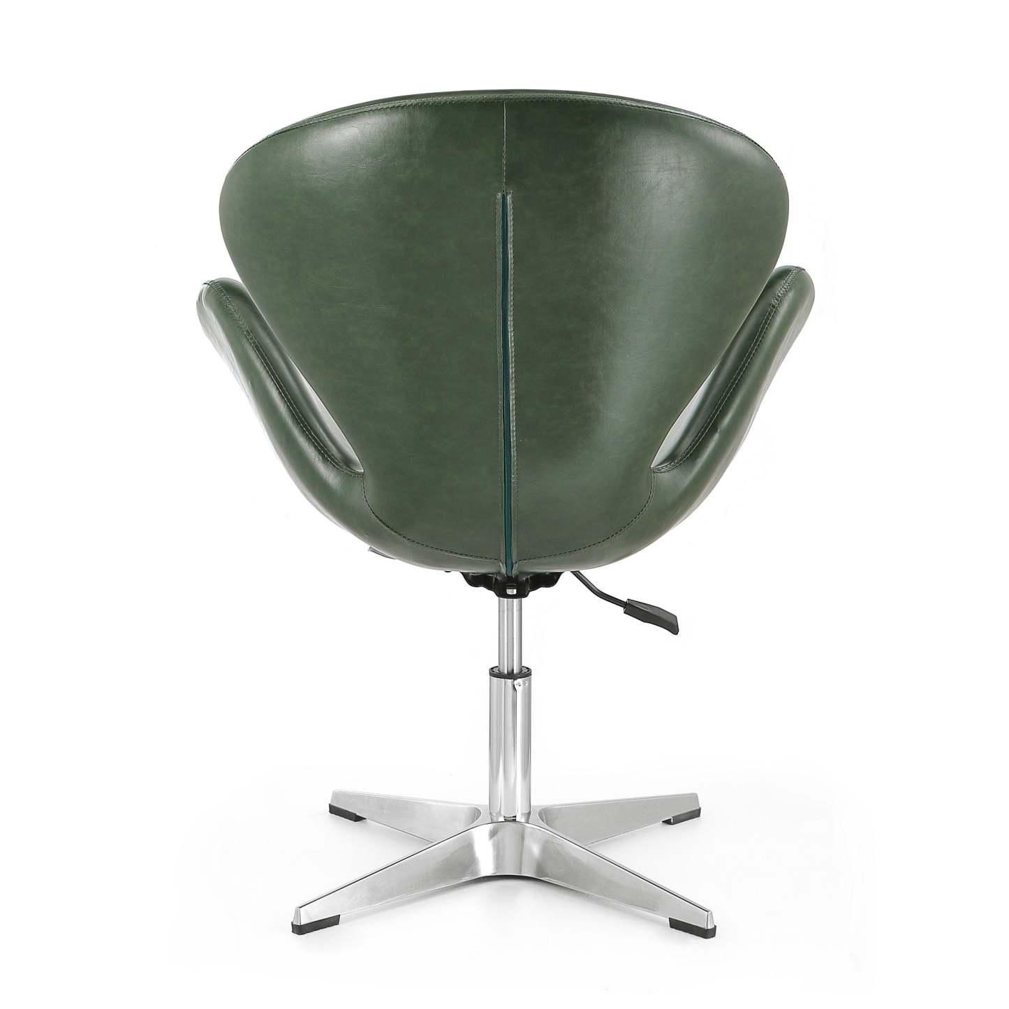 Manhattan Comfort Raspberry Polished Chrome Faux Leather Adjustable Pivotant Chair - Forest Green|Chaise pivotante réglable Raspberry de Manhattan Comfort en chrome poli et en similicuir - vert forêt