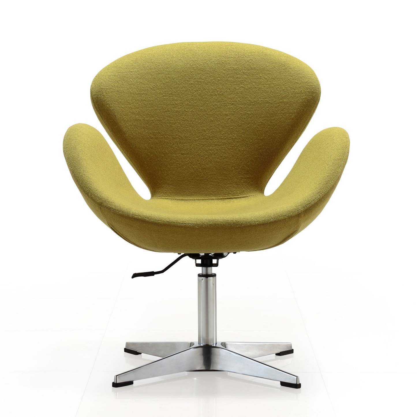 Manhattan Comfort Raspberry Polished Chrome Wool Blend Adjustable Pivotant Chair - Green|Chaise pivotante réglable Raspberry de Manhattan Comfort en chrome poli et en mélange de laine - vert