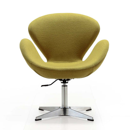 Manhattan Comfort Raspberry Polished Chrome Wool Blend Adjustable Pivotant Chair - Green|Chaise pivotante réglable Raspberry de Manhattan Comfort en chrome poli et en mélange de laine - vert