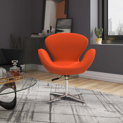 Manhattan Comfort Raspberry Polished Chrome Wool Blend Adjustable Pivotant Chair - Orange|Chaise pivotante réglable Raspberry de Manhattan Comfort en chrome poli et en mélange de laine - orange