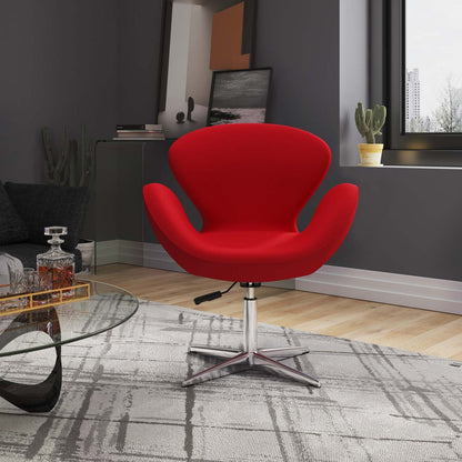 Manhattan Comfort Raspberry Polished Chrome Wool Blend Adjustable Pivotant Chair - Red|Chaise pivotante réglable Raspberry de Manhattan Comfort en chrome poli et en mélange de laine - rouge