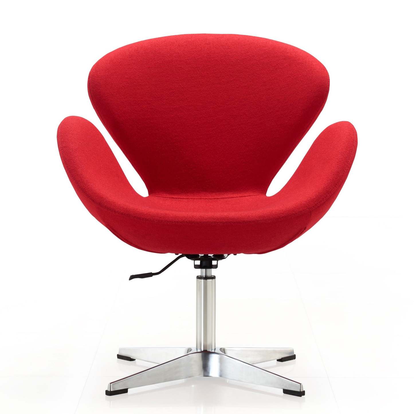 Manhattan Comfort Raspberry Polished Chrome Wool Blend Adjustable Pivotant Chair - Red|Chaise pivotante réglable Raspberry de Manhattan Comfort en chrome poli et en mélange de laine - rouge