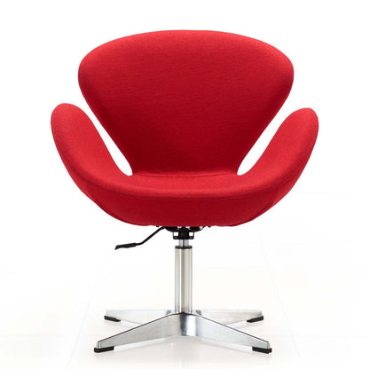 Manhattan Comfort Raspberry Polished Chrome Wool Blend Adjustable Pivotant Chair - Red|Chaise pivotante réglable Raspberry de Manhattan Comfort en chrome poli et en mélange de laine - rouge