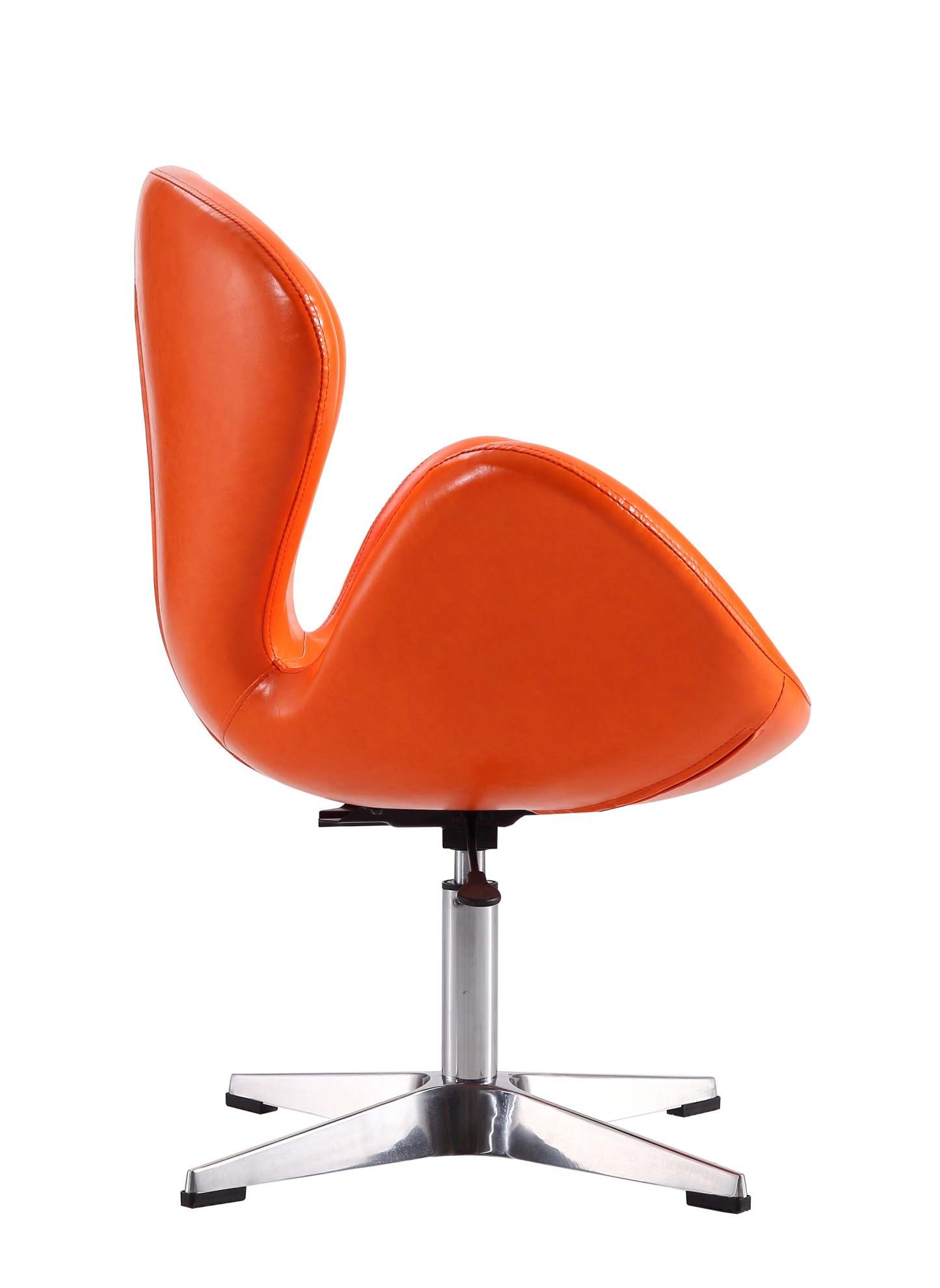 Manhattan Comfort Raspberry Polished Chrome Faux Leather Adjustable Pivotant Chair - Tangerine|Chaise pivotante réglable Raspberry de Manhattan Comfort en chrome poli et en similicuir - tangerine