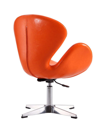 Manhattan Comfort Raspberry Polished Chrome Faux Leather Adjustable Pivotant Chair - Tangerine|Chaise pivotante réglable Raspberry de Manhattan Comfort en chrome poli et en similicuir - tangerine