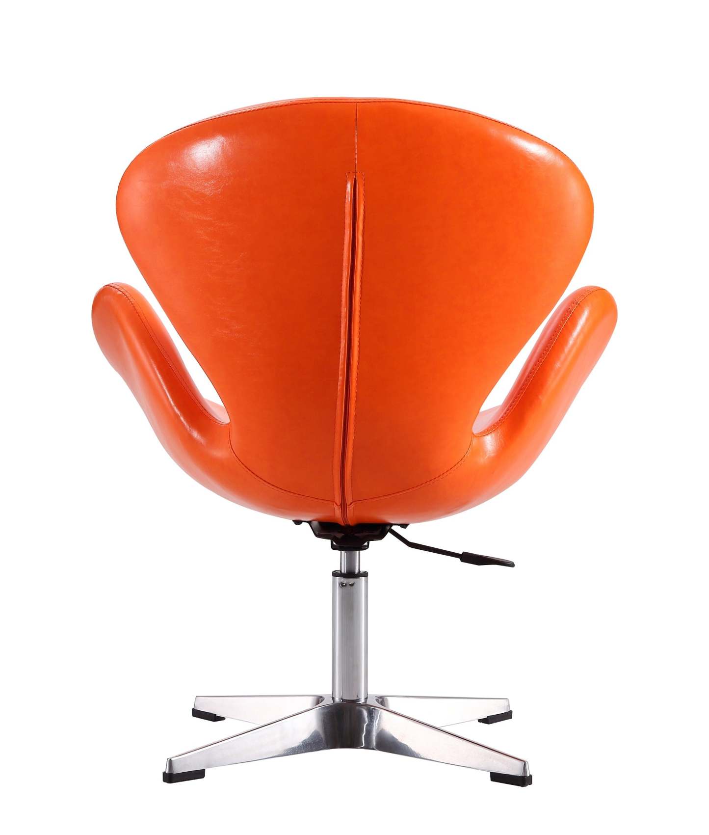 Manhattan Comfort Raspberry Polished Chrome Faux Leather Adjustable Pivotant Chair - Tangerine|Chaise pivotante réglable Raspberry de Manhattan Comfort en chrome poli et en similicuir - tangerine