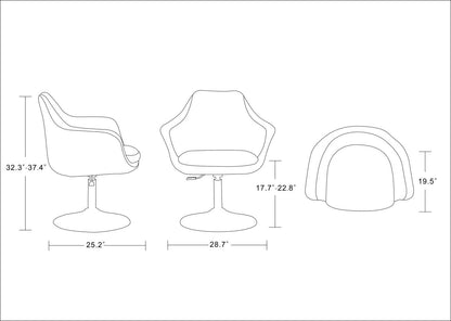 Manhattan Comfort Kinsey Polished Chrome Wool Blend Adjustable Height Rotating Accent Chair - Red|Chaise d'appoint pivotante Kinsey de Manhattan Comfort à hauteur réglable en chrome poli et en mélange de laine - rouge