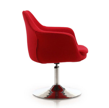 Manhattan Comfort Kinsey Polished Chrome Wool Blend Adjustable Height Rotating Accent Chair - Red|Chaise d'appoint pivotante Kinsey de Manhattan Comfort à hauteur réglable en chrome poli et en mélange de laine - rouge