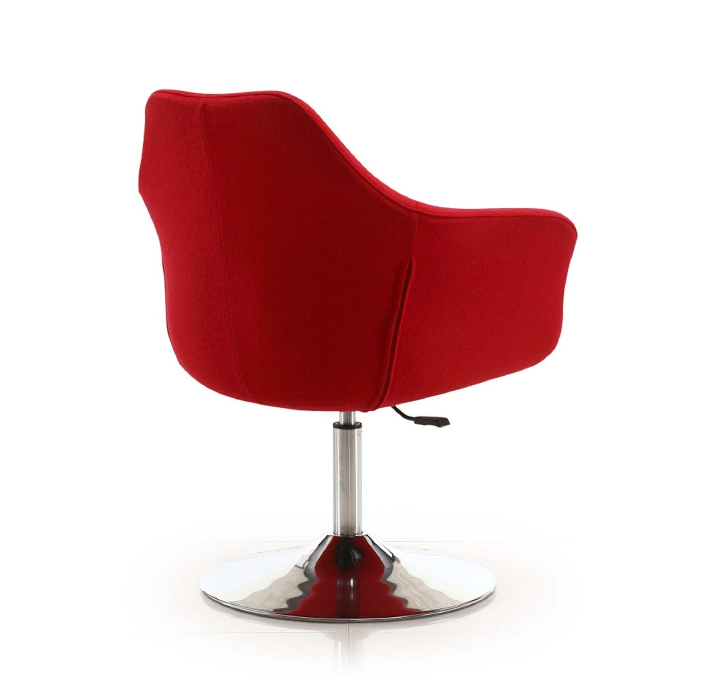 Manhattan Comfort Kinsey Polished Chrome Wool Blend Adjustable Height Rotating Accent Chair - Red|Chaise d'appoint pivotante Kinsey de Manhattan Comfort à hauteur réglable en chrome poli et en mélange de laine - rouge