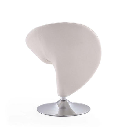 Manhattan Comfort Curl Polished Chrome Wool Blend Pivotant Accent Chair - Cream|Fauteuil d'appoint pivotant Curl de Manhattan Comfort en chrome poli et en mélange de laine - crème