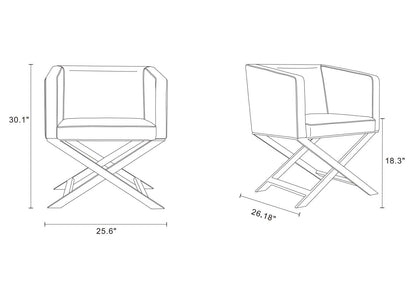 Manhattan Comfort Hollywood Polished Chrome Faux Leather Lounge Accent Chair - White|Fauteuil d'appoint de détente Hollywood de Manhattan Comfort en chrome poli et en similicuir - blanc