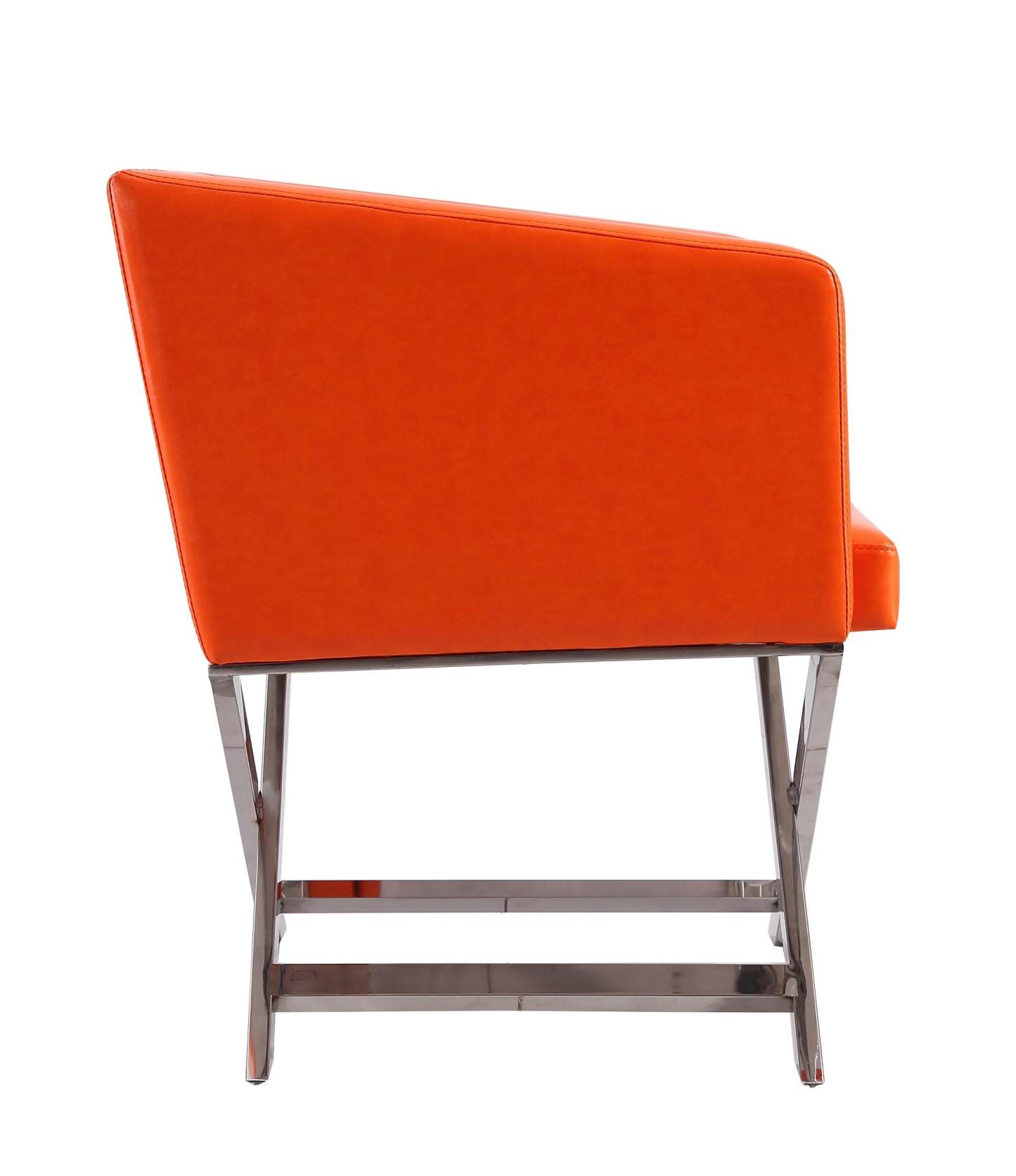 Manhattan Comfort Hollywood Polished Chrome Faux Leather Lounge Accent Chair - Orange|Fauteuil d'appoint de détente Hollywood de Manhattan Comfort en chrome poli et en similicuir - orange