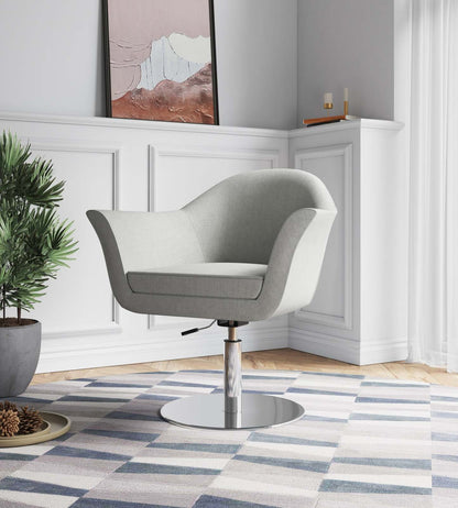 Manhattan Comfort Voyager Brushed Metal Braided Rotating Accent Chair - Barley|Chaise d'appoint réglable pivotante Voyager de Manhattan Comfort en métal brossé et en tissu - orge