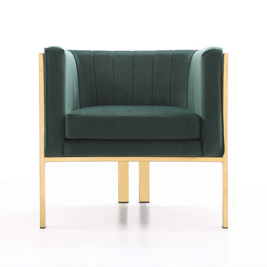 Fauteuil d’appoint Paramount de Manhattan Comfort en laiton poli et en velours - vert forêt