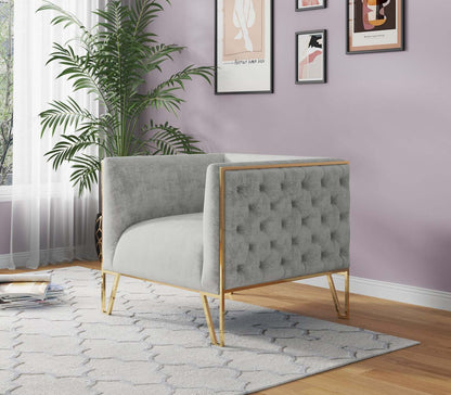 Fauteuil d’appoint Vector de Manhattan Comfort en velours - gris et doré