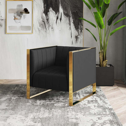 Fauteuil d’appoint Trillium de Manhattan Comfort en velours - noir et doré