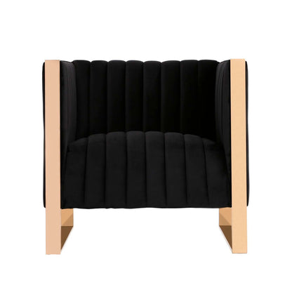 Fauteuil d’appoint Trillium de Manhattan Comfort en velours - noir et doré