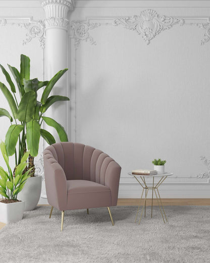Manhattan Comfort Rosemont Velvet Accent Chair - Blush &amp; Gold|Fauteuil d'appoint Rosemont de Manhattan Comfort en velours - rose tendre et doré