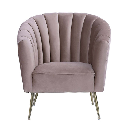 Manhattan Comfort Rosemont Velvet Accent Chair - Blush &amp; Gold|Fauteuil d'appoint Rosemont de Manhattan Comfort en velours - rose tendre et doré