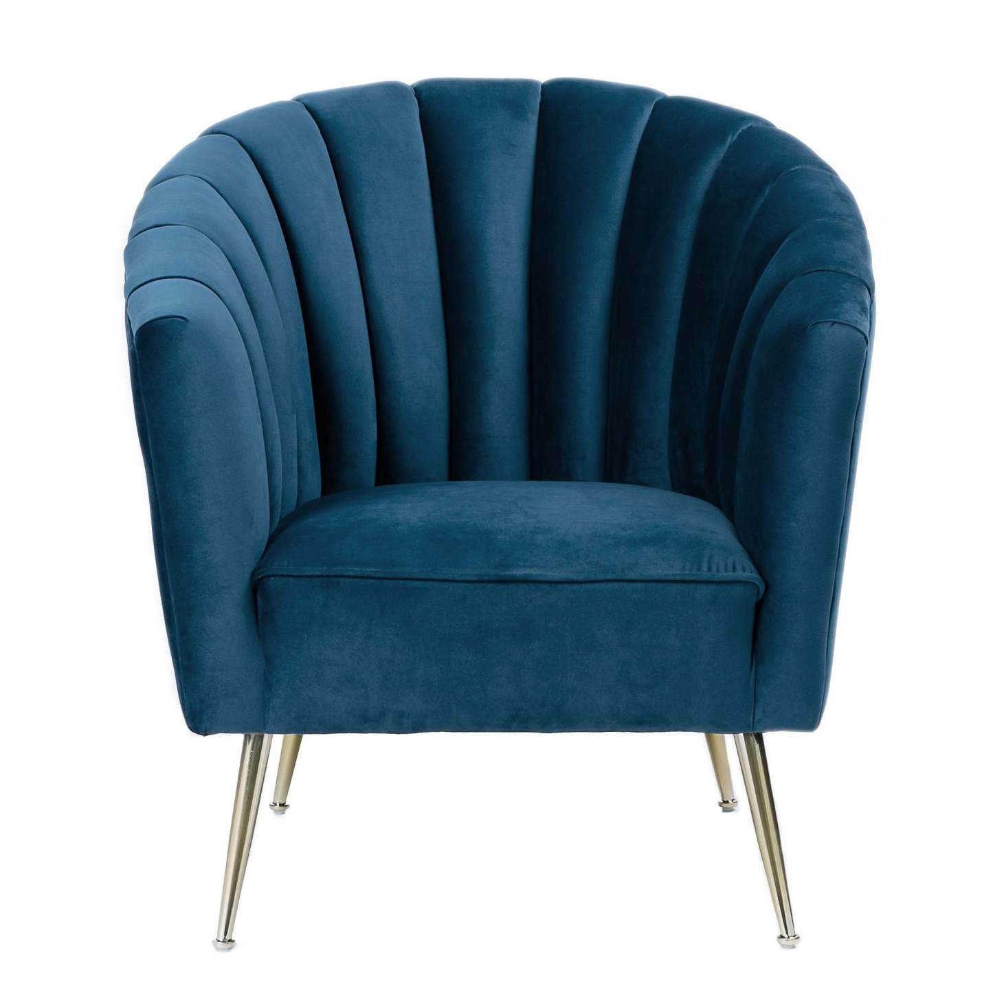 Manhattan Comfort Rosemont Velvet Accent Chair - Blue &amp; Gold|Fauteuil d'appoint Rosemont de Manhattan Comfort en velours - bleu et doré