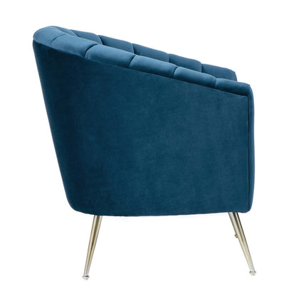 Manhattan Comfort Rosemont Velvet Accent Chair - Blue &amp; Gold|Fauteuil d'appoint Rosemont de Manhattan Comfort en velours - bleu et doré