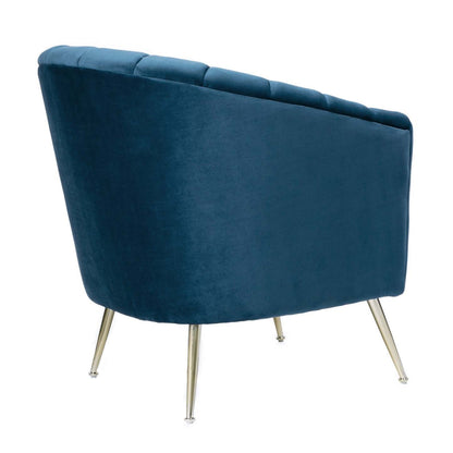 Manhattan Comfort Rosemont Velvet Accent Chair - Blue &amp; Gold|Fauteuil d'appoint Rosemont de Manhattan Comfort en velours - bleu et doré