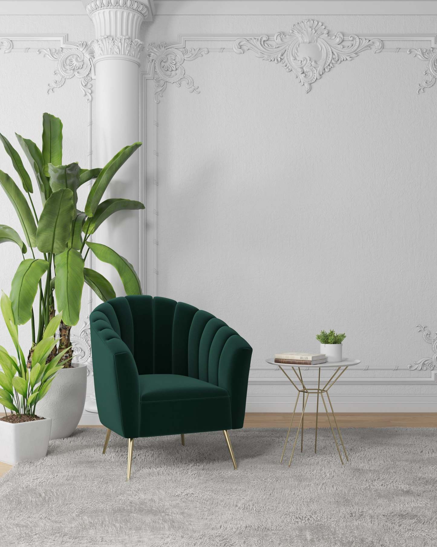 Manhattan Comfort Rosemont Velvet Accent Chair - Green &amp; Gold|Fauteuil d'appoint Rosemont de Manhattan Comfort en velours - vert et doré