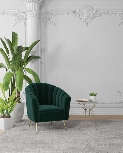 Manhattan Comfort Rosemont Velvet Accent Chair - Green &amp; Gold|Fauteuil d'appoint Rosemont de Manhattan Comfort en velours - vert et doré