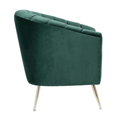 Manhattan Comfort Rosemont Velvet Accent Chair - Green &amp; Gold|Fauteuil d'appoint Rosemont de Manhattan Comfort en velours - vert et doré