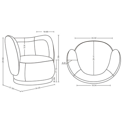 Fauteuil d'appoint contemporain Siri de Manhattan Comfort en lin tissé avec coussins - blé