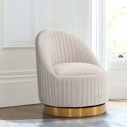Fauteuil d’appoint pivotant moderne Leela de Manhattan Comfort en chenille - crème