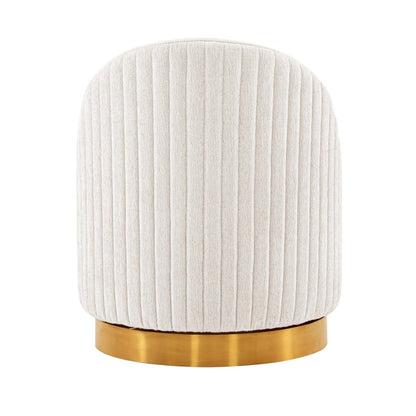 Fauteuil d’appoint pivotant moderne Leela de Manhattan Comfort en chenille - crème