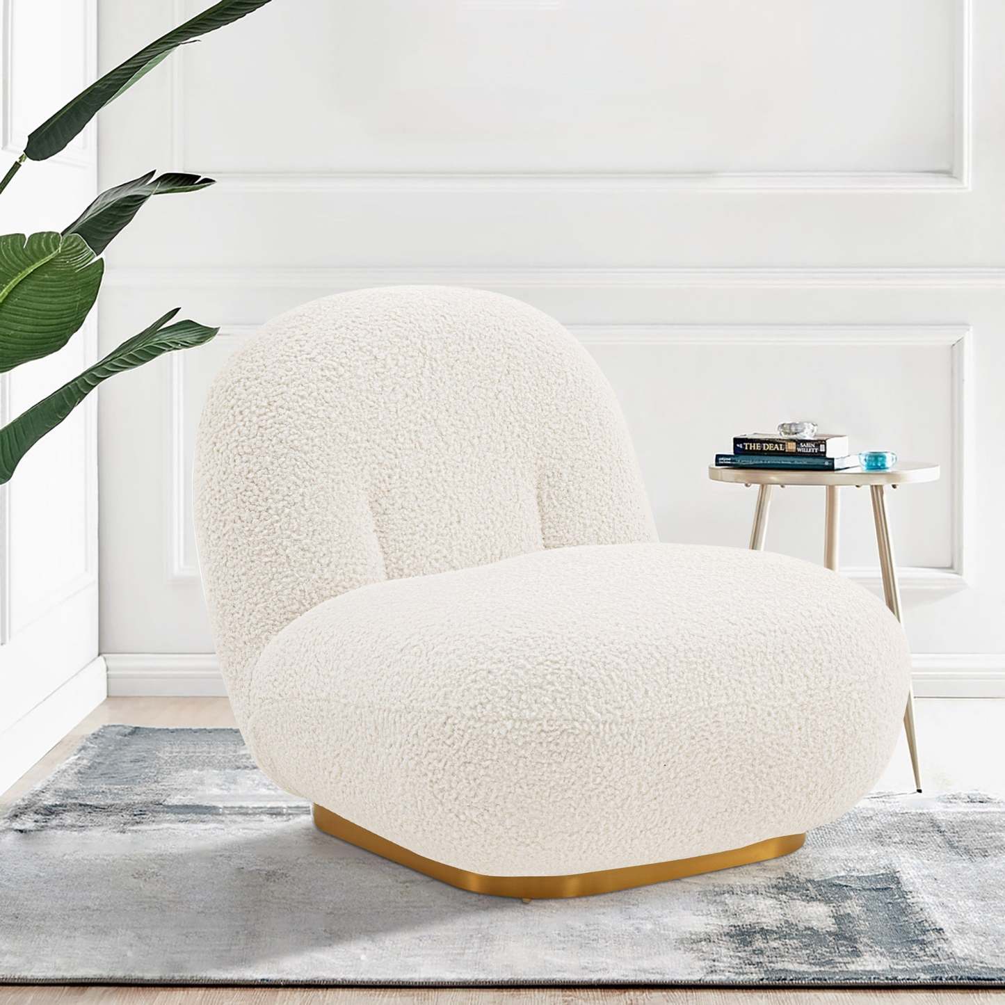 Manhattan Comfort Modern Edina Chenille Accent Chair - White|Fauteuil d'appoint moderne Edina de Manhattan Comfort en chenille - blanc