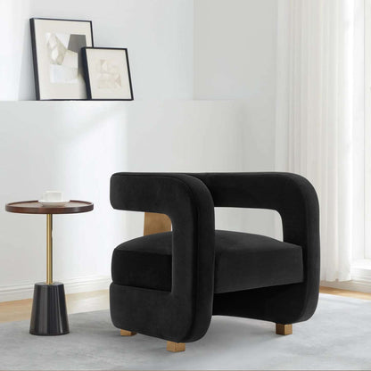 Manhattan Comfort Modern Amirah Velvet Accent Chair - Black|Fauteuil d'appoint moderne Amirah de Manhattan Comfort en velours - noir