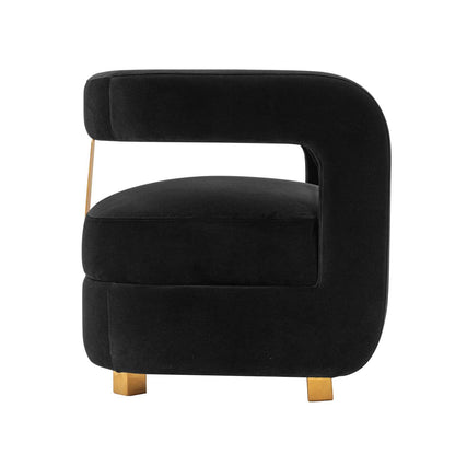 Manhattan Comfort Modern Amirah Velvet Accent Chair - Black|Fauteuil d'appoint moderne Amirah de Manhattan Comfort en velours - noir