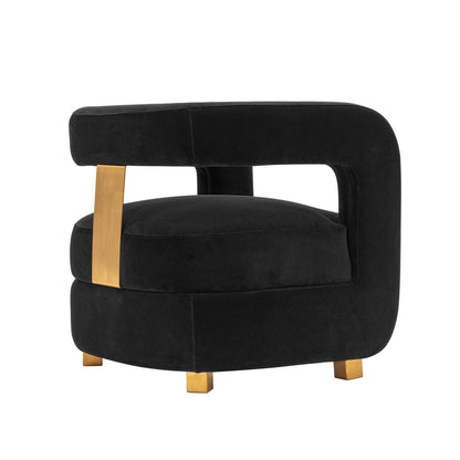 Manhattan Comfort Modern Amirah Velvet Accent Chair - Black|Fauteuil d'appoint moderne Amirah de Manhattan Comfort en velours - noir