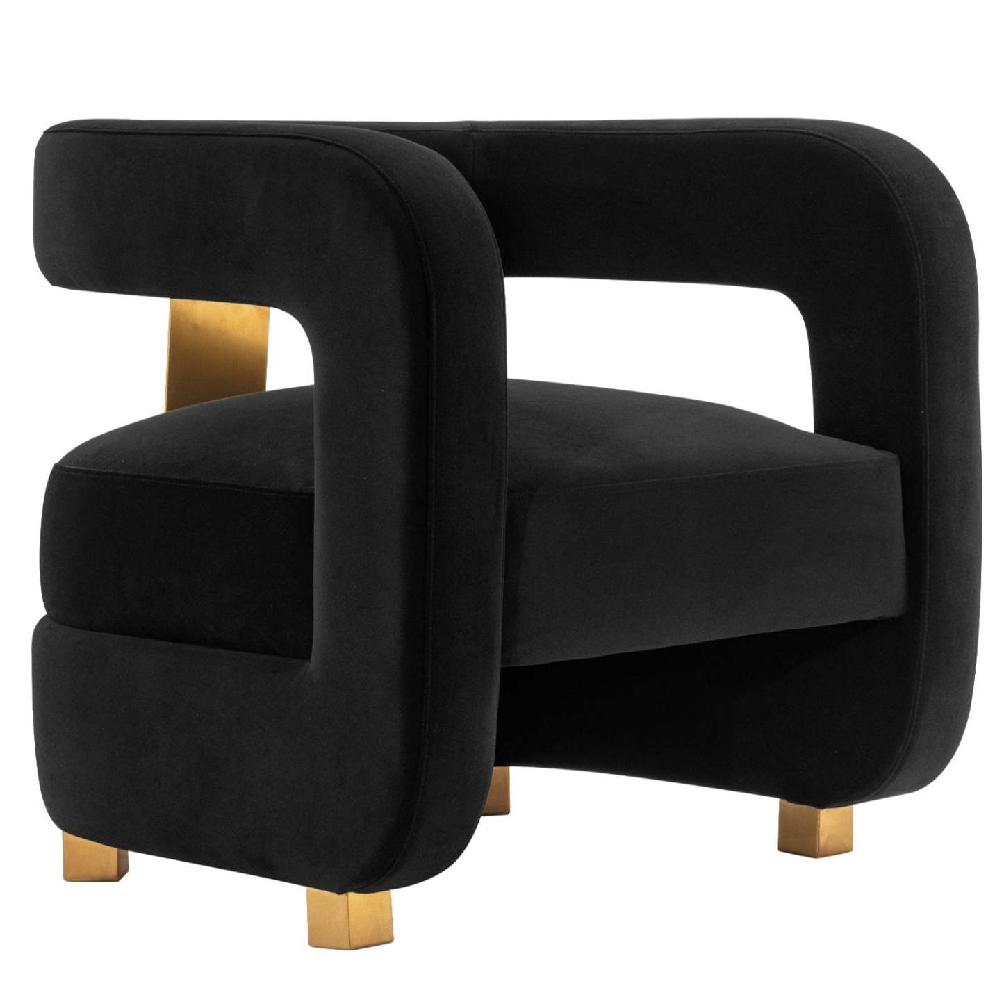 Manhattan Comfort Modern Amirah Velvet Accent Chair - Black|Fauteuil d'appoint moderne Amirah de Manhattan Comfort en velours - noir