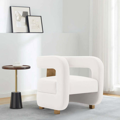 Manhattan Comfort Modern Amirah Velvet Accent Chair - White|Fauteuil d'appoint moderne Amirah de Manhattan Comfort en velours - blanc