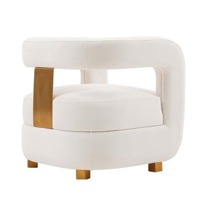 Manhattan Comfort Modern Amirah Velvet Accent Chair - White|Fauteuil d'appoint moderne Amirah de Manhattan Comfort en velours - blanc