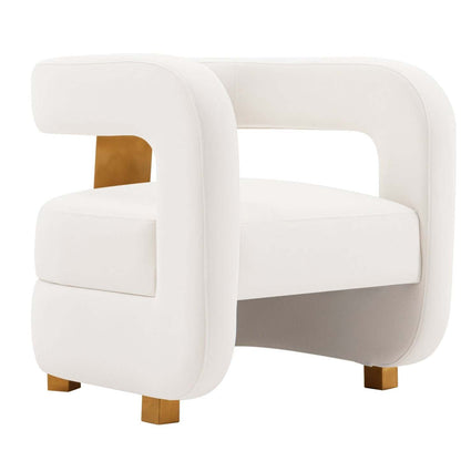 Manhattan Comfort Modern Amirah Velvet Accent Chair - White|Fauteuil d'appoint moderne Amirah de Manhattan Comfort en velours - blanc